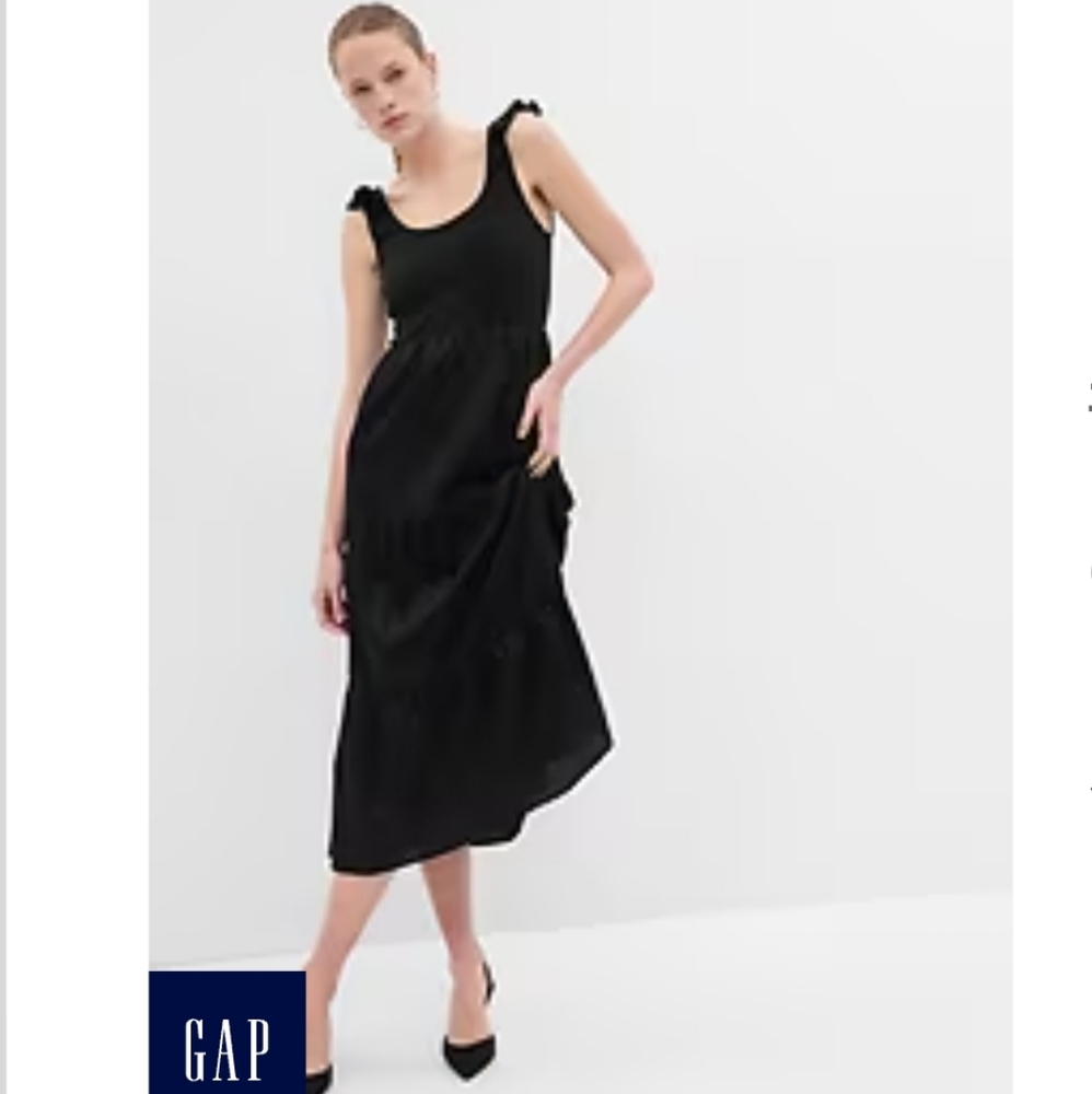 GAP Flutter Sleeve Mixed Fabric Maxi Dress